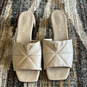 PRADA Quilted Napa Leather Slide Sandals